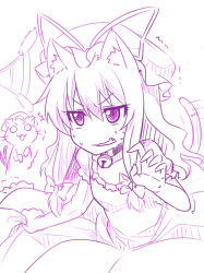 Rule 34 | ^^^, animal ears, bell, cat ears, cat tail, cat teaser, chen, chen (cat), hat, jingle bell, kemonomimi mode, looking at viewer, okitakung, simple background, tail, touhou, white background, yakumo yukari