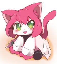 Rule 34 | 1girl, artist request, cat busters, furry, furry female, green eyes, long hair, neko hakase (cat busters), open mouth, pink hair, solo