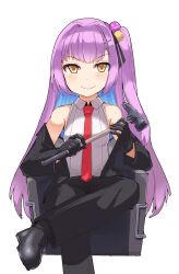Rule 34 | &gt;:), 1girl, armchair, bare shoulders, black footwear, black gloves, black jacket, black pants, blue hair, blush, breasts, chair, closed mouth, collared shirt, commentary request, gloves, hair bobbles, hair intakes, hair ornament, hairclip, hammer, highres, hinomori anzu, holding, holding hammer, indie virtual youtuber, jacket, long hair, long sleeves, looking at viewer, multicolored hair, necktie, off shoulder, on chair, one side up, open clothes, open jacket, pants, pink hair, red necktie, shirt, shoes, silver bell, sleeveless, sleeveless shirt, small breasts, smile, solo, transparent background, two-tone hair, v-shaped eyebrows, very long hair, virtual youtuber, white shirt, yellow eyes