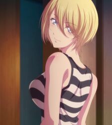 Rule 34 | 1girl, anime screenshot, blonde hair, blue eyes, breasts, highres, hououji akane, large breasts, megami no kafeterasu, screencap, stitched, third-party edit