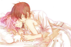 Rule 34 | asbel lhant, cheria barnes, copyright name, couple, pillow, pink hair, red hair, tales of (series), tales of graces