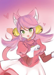 Rule 34 | 1girl, animal ears, bell, cat ears, cat tail, gloves, highres, jingle bell, long hair, mad mew mew, magical girl, pink hair, pink ribbon, puffy short sleeves, puffy sleeves, ribbon, short sleeves, skirt, smile, solo, standing, standing on one leg, tail, undertale