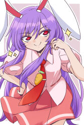 Rule 34 | 1girl, animal ears, long hair, necktie, pink skirt, purple hair, rabbit ears, rabbit girl, red eyes, red necktie, reisen udongein inaba, shio (futatsumami), shirt, skirt, solo, touhou, urban legend in limbo, white shirt