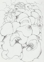 Rule 34 | ass, breasts, extra breasts, furry, furry female, furry with furry, highres, huge ass, huge breasts, m2girls, noibara kou (artist), yuri
