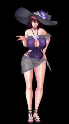 Rule 34 | 1girl, 3d, action taimanin, alternate costume, animated, bare legs, black background, bouncing breasts, breasts, cleavage cutout, clothing cutout, curvy, hair ribbon, hat, highleg, highleg swimsuit, highres, huge breasts, lilith-soft, lips, looking at viewer, lying, mizuki shiranui, official alternate costume, one-piece swimsuit, ribbon, shiny skin, simple background, smile, solo, sound, standing, sun hat, swimsuit, tagme, taimanin (series), taimanin yukikaze, talking, thighs, video, wide hips