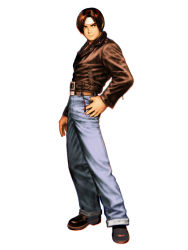 Rule 34 | 1boy, bomber jacket, boots, casual, denim, headband, jacket, jeans, kusanagi kyou, leather, leather jacket, male focus, mori toshiaki, official art, pants, snk, solo, the king of fighters, the king of fighters &#039;99