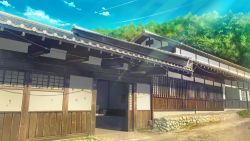 Rule 34 | architecture, building, cloud, commentary, contrail, day, east asian architecture, highres, kamo nasus., no humans, original, outdoors, rural, scenery, shrine, summer, tree