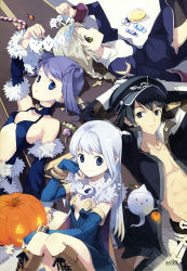 Rule 34 | 1boy, 3girls, absurdres, alchemist (ragnarok online), bare shoulders, boots, candy, cape, choker, cross, cross-laced footwear, cross necklace, detached sleeves, earrings, food, fur-trimmed sleeves, fur-trimmed waist cape, fur trim, gunslinger (ragnarok online), highres, jewelry, lace-up boots, multiple girls, necklace, priest, priest (ragnarok online), ragnarok online, rosary, stalker, stalker (ragnarok online), thighhighs, tiv, waist cape
