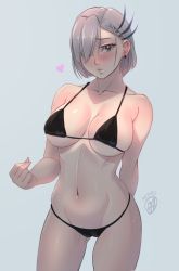 Rule 34 | 1girl, bikini, breasts, hololive, hololive indonesia, large breasts, myth1carts, navel, pavolia reine, short hair, swimsuit, virtual youtuber, white hair