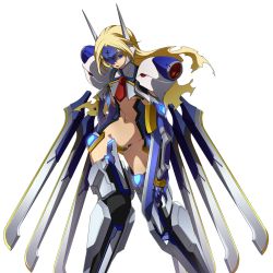 Rule 34 | 1girl, arc system works, blazblue, blazblue: continuum shift, blonde hair, blue eyes, long hair, mecha musume, mu-12, navel, official art, revealing clothes, solo, transparent background