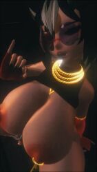 Rule 34 | 1girl, 3d, animated, ass, bouncing breasts, breasts, fellatio gesture, highres, large breasts, nipple piercing, nipples, open mouth, piercing, queen kilroy, solo, sunglasses, tagme, thick thighs, thighs, video, vrchat
