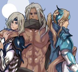 Rule 34 | 1990s (style), 3boys, armor, brothers, cain highwind, cecil harvey, final fantasy, final fantasy iv, final fantasy iv: the after years, golbez, long hair, male focus, multiple boys, scarf, topless male, siblings