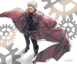 Rule 34 | 1boy, archer (fate), bad id, bad pixiv id, fate/stay night, fate (series), gears, hh (hhsis2), male focus, solo, white hair
