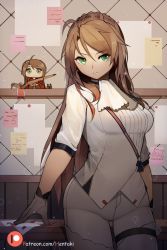Rule 34 | &gt; &lt;, 1girl, :3, ahoge, bolt action, braid, breasts, brown hair, character doll, closed eyes, closed mouth, commentary, english commentary, girls&#039; frontline, gloves, green eyes, gun, hair between eyes, hentaki, highres, lee-enfield, lee-enfield (girls&#039; frontline), long hair, long sleeves, medium breasts, name connection, object namesake, pants, petals, rifle, romaji text, shirt, solo, standing, v-shaped eyebrows, very long hair, watermark, weapon, web address, white gloves, white pants, white shirt
