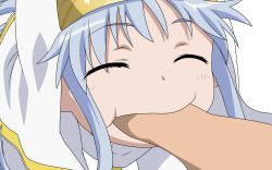 Rule 34 | 00s, 1girl, ^ ^, closed eyes, full mouth, highres, index (toaru majutsu no index), non-web source, nun, sexually suggestive, sidelocks, silver hair, simple background, solo, toaru majutsu no index, upper body, vector trace, veil, white background
