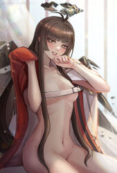 Rule 34 | 1girl, antenna hair, arknights, artist name, bed sheet, belt, belt buckle, black cloak, black eyes, black hair, black halo, black wings, blunt bangs, blurry, blurry background, blush, bokeh, breasts, broken halo, buckle, chinese commentary, cleavage, cloak, collarbone, come hither, commentary request, convenient censoring, covered erect nipples, cowboy shot, curtains, dark halo, dated, depth of field, detached wings, energy wings, eyelashes, from side, groin, hairtail, halo, hand on own chin, hands up, head tilt, highres, hime cut, holding, holding cloak, holding clothes, indoors, lens flare, light particles, light rays, lips, lipstick, long hair, looking at viewer, makeup, medium breasts, mole, mole under eye, multicolored cloak, navel, nude, open mouth, pale skin, red cloak, red lips, ribs, seductive smile, shade, sidelocks, sitting, skinny, smile, solo, stomach, sunlight, teeth, thighs, underboob, unworn cloak, unworn clothes, virtuosa (arknights), white belt, white cloak, white curtains, wide hips, window, wings
