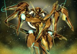 Rule 34 | commentary, commentary request, english commentary, head tilt, mecha, nephtis, no humans, open hands, orbital frame (zone of the enders), pillar buster, robot, science fiction, solo, space, star (sky), visor, zone of the enders