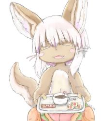 Rule 34 | 10s, artist request, rabbit, closed eyes, furry, made in abyss, nanachi (made in abyss), smile, white hair