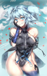 Rule 34 | 1girl, absurdres, bad id, bad pixiv id, bare shoulders, black gloves, black leotard, blue eyes, blue hair, blush, breasts, cameltoe, cheosnuni, covered erect nipples, covered navel, eingle elbow glove, girls&#039; frontline, gloves, grin, groin, hair between eyes, hair ornament, half gloves, hand on own cheek, hand on own face, head tilt, heart, heart-shaped pupils, highleg, highleg leotard, highres, leotard, looking at viewer, medium hair, pa-15 (girls&#039; frontline), sidelocks, single half glove, small breasts, smile, standing, sweatdrop, symbol-shaped pupils
