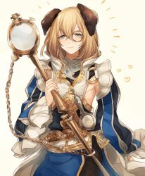 Rule 34 | 10s, 1boy, androgynous, animal ears, asuda, bad id, bad twitter id, blonde hair, blue eyes, blush, cat ears, ceylan, chain, ears down, erune, folded ears, granblue fantasy, heart, holding, long hair, long sleeves, magnifying glass, male focus, monocle, sleeves past wrists, smile, solo, tareme