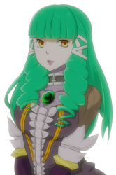 Rule 34 | artist request, dress, emeraude (tales of graces), green hair, hair ornament, long hair, smile, tales of (series), tales of graces, yellow eyes