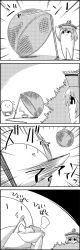Rule 34 | 4koma, bowl, comic, commentary request, curry, curry rice, drop trap, eating, empty eyes, food, greyscale, hat, hiding, highres, lyrica prismriver, monochrome, rice, shaded face, smile, spoon, tani takeshi, touhou, translation request, yukkuri shiteitte ne