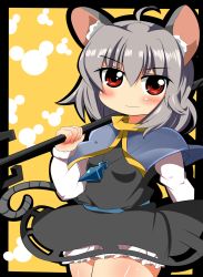 Rule 34 | 1girl, animal ears, bad id, bad pixiv id, bloomers, blush, capelet, dress, grey dress, grey hair, highres, motsu (selshia12), mouse ears, mouse tail, nazrin, pendulum, red eyes, rod, short dress, solo, tail, touhou, underwear