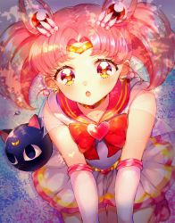 Rule 34 | 1girl, :o, bishoujo senshi sailor moon, blush, boots, bow, brooch, chibi usa, circlet, cone hair bun, crescent, crescent earrings, earrings, elbow gloves, gloves, hair bun, hair ornament, heart, heart brooch, highres, jewelry, knee boots, looking at viewer, maria (maria0304), parted bangs, parted lips, pink footwear, pink hair, pleated skirt, red bow, red eyes, red sailor collar, sailor chibi moon, sailor collar, see-through, see-through sleeves, shirt, short sleeves, sidelocks, skirt, twintails, white gloves, white shirt, white skirt