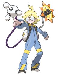 Rule 34 | 10s, 1boy, absurdres, ahoge, blonde hair, clemont (pokemon), creatures (company), formal, game freak, glasses, gym leader, highres, male focus, mechanical arms, nintendo, official art, opaque glasses, pokemon, pokemon xy, round eyewear, shoes, solo, suit, transparent background