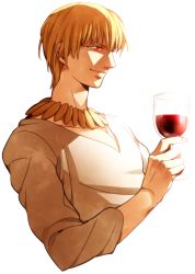 Rule 34 | 1boy, alcohol, bad id, bad pixiv id, blonde hair, bracelet, casual, cup, drinking glass, earrings, fate/stay night, fate/zero, fate (series), gilgamesh (fate), jewelry, male focus, necklace, official alternate costume, red eyes, short hair, solo, wine, wine glass, zihad