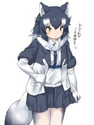 Rule 34 | animal ears, blue eyes, blush, collared shirt, cosplay, elbow gloves, gloves, grey hair, grey jacket, grey pantyhose, grey skirt, grey wolf (kemono friends), hair between eyes, harness, heterochromia, highres, jacket, kemono friends, long hair, multicolored clothes, multicolored hair, multicolored jacket, multicolored pantyhose, open clothes, open jacket, pantyhose, pleated skirt, scarf, shirt, siberian husky (kemono friends), siberian husky (kemono friends) (cosplay), sidelocks, skirt, sweater, tail, translation request, two-tone jacket, uf34a, white gloves, white hair, white jacket, white pantyhose, white scarf, white shirt, white sweater, wolf ears, wolf girl, wolf tail, yellow eyes