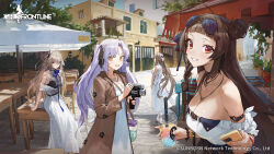 Rule 34 | 4girls, aug para (girls&#039; frontline), aug para (river trekking in fall) (girls&#039; frontline), camcorder, cellphone, copyright name, cup, disposable cup, drinking straw, english text, girls&#039; frontline, highres, holding, holding camera, holding cup, holding phone, long hair, model l (girls&#039; frontline), model l (up into the blue sky) (girls&#039; frontline), multiple girls, official alternate costume, official art, official wallpaper, phone, rex zero 1 (girls&#039; frontline), rex zero 1 (heart-aflutter trilogy) (girls&#039; frontline), smartphone, sp9 (girls&#039; frontline), sp9 (slumbering starry dream) (girls&#039; frontline), stone walkway, video camera