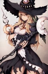 Rule 34 | 1girl, blonde hair, dorothy (shingeki no bahamut), hat, highres, holding, holding wand, jewelry, long hair, long sleeves, necklace, red eyes, shadowverse, snm (sunimi), solo, wand, weapon, witch, witch hat