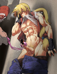 Rule 34 | clothes lift, erection, fatal fury, long hair, male focus, muscular, penis, pubic hair, sex toy, shirt lift, snk, terry bogard, the king of fighters, undressing, vibrator