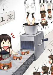 Rule 34 | &gt; &lt;, 10s, 2 fuel 4 ammo 11 steel, 6+girls, :d, ;q, akagi (kancolle), antenna hair, bound, bug, can, clone, closed eyes, death, drooling, factory, female focus, hair bun, highres, inugami-ke no ichizoku pose, kantai collection, multiple girls, naka (kancolle), one eye closed, open mouth, panicking, panties, pantyshot, shaking, silk, single hair bun, smile, spider, spider web, striped clothes, striped panties, tears, thumbs up, tied up (nonsexual), tongue, tongue out, trembling, underwear, upside-down, y.ssanoha