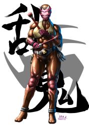 Rule 34 | 1girl, abs, absurdres, belt, breasts, character request, club (weapon), commentary request, dark-skinned female, dark skin, dated, dual wielding, faceless, full body, gloves, highres, holding, holding weapon, horns, kamen rider, medium breasts, muscular, muscular female, pink gloves, revealing clothes, shiny skin, solo, taikyokuturugi, weapon