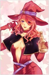 Rule 34 | 1girl, black clover, breasts, cleavage, hat, highres, large breasts, pink hair, purple eyes, solo, vanessa enoteca, witch hat