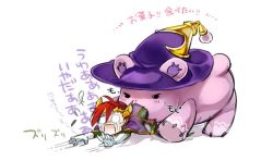 Rule 34 | 1boy, bad id, bad pixiv id, bear, dumpty, eating, emil chronicle online, gameplay mechanics, hat, loki (p&amp;d), o o, open mouth, puzzle &amp; dragons, red hair, tears, translation request, witch hat, xenpo