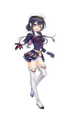Rule 34 | black hair, blue eyes, formation girls, full body, gloves, hat, hatamori miu, high heels, highres, looking at viewer, military, military uniform, official art, short shorts, shorts, solo, transparent background, uniform