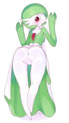 Rule 34 | 1girl, absurdres, against wall, anus, artist name, ass, blush, breasts, cleft of venus, colored skin, creatures (company), female focus, from behind, full body, game freak, gardevoir, gen 3 pokemon, green hair, green skin, hands up, highres, kneepits, leg up, looking at viewer, looking back, multicolored skin, nintendo, open mouth, pokemon, pokemon (creature), presenting, pussy, red eyes, scorci, short hair, signature, simple background, small breasts, solo, standing, standing on one leg, two-tone skin, uncensored, white background, white skin