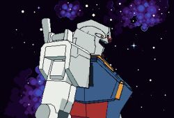 Rule 34 | animated, animated gif, commentary, english commentary, glint, gundam, mecha, mobile suit, pixel art, robot, rx-78-2, science fiction, solo, space, sparkle, steelsoldier, yellow eyes