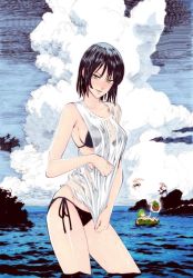Rule 34 | 2boys, 2girls, ass, bikini, fubuki (one-punch man), genos, looking at viewer, multiple boys, multiple girls, one-punch man, saitama (one-punch man), siblings, simple background, sisters, solo, swimsuit, tagme, tatsumaki, water, wet, wet clothes