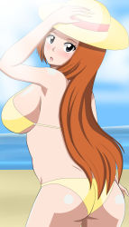 Rule 34 | 1girl, absurdres, artist request, ass, bikini, bleach, blush, breasts, highres, inoue orihime, solo, swimsuit, tagme