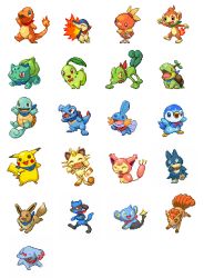 Rule 34 | :d, ^ ^, bandana, bird, black eyes, blush stickers, bow, bowtie, brown eyes, bulbasaur, cat, charmander, chikorita, chimchar, closed eyes, commentary request, creature, creatures (company), cyndaquil, eevee, elephant, fangs, fiery tail, fire, flame-tipped tail, full body, game freak, gen 1 pokemon, gen 2 pokemon, gen 3 pokemon, gen 4 pokemon, jumping, leaf, looking at viewer, looking away, looking to the side, lowres, meowth, miu (pixiv358902), mudkip, munchlax, nintendo, no humans, open mouth, phanpy, pikachu, piplup, pixel art, pokemon, pokemon (creature), pokemon mystery dungeon, pokemon mystery dungeon: explorers of time/darkness/sky, red eyes, riolu, shinx, simple background, sitting, skitty, smile, squirtle, standing, starter pokemon trio, tail, torchic, totodile, treecko, turtwig, vulpix, walking, white background, yellow eyes