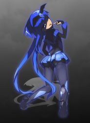 Rule 34 | 10s, 1girl, ;p, ass, bad end beauty, bad end precure, black bodysuit, blue dress, blue eyes, blue hair, blue skirt, bodysuit, dark persona, dress, full body, grey background, high heels, highres, long hair, matching hair/eyes, one eye closed, precure, saliva, shoes, skirt, smile, smile precure!, solo, tiara, tongue, tongue out, wink, yamako (yamak0)