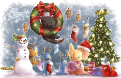 Rule 34 | 10s, 2012, antlers, bad id, bad pixiv id, bell, box, branch, capcom, chibi, christmas, christmas lights, christmas ornaments, christmas stocking, christmas tree, collar, gift, gift box, giggi, gingerbread man, hat, holly, horns, jingle bell, khezu whelp, monster, monster hunter (series), nargacuga, no humans, open mouth, reindeer antlers, santa hat, snowflakes, snowman, tail, tigrex, velociprey, wreath, yakiudon, yian kut-ku