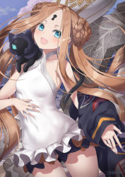 Rule 34 | 1girl, abigail williams (fate), abigail williams (swimsuit foreigner) (fate), abigail williams (swimsuit foreigner) (second ascension) (fate), absurdres, bare shoulders, black bow, blonde hair, blue eyes, bow, braid, braided bun, breasts, double bun, dress swimsuit, fate/grand order, fate (series), forehead, hair bun, hat, highres, long hair, mitre, multiple bows, one-piece swimsuit, orange bow, parted bangs, sidelocks, small breasts, swimsuit, twintails, tyone, very long hair, white hat, white one-piece swimsuit