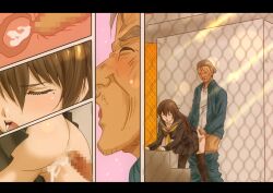 Rule 34 | 1boy, 1girl, age difference, ass grab, censored, clothed sex, clothes, cum, cum in pussy, doggystyle, facial hair, grabbing, grabbing another&#039;s ass, grabbing from behind, jewelry, kosokosomaru (higashi taishi), long hair, mosaic censoring, old, old man, older man and younger girl, open mouth, original, penis, school uniform, sex, sex from behind, sports uniform, vaginal, x-ray
