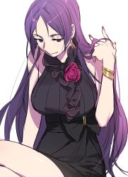 Rule 34 | alternate costume, breasts, dress, fate/grand order, fate (series), grand dobu, highres, huge breasts, large breasts, long hair, minamoto no raikou (fate), nail polish, parted bangs, purple hair, solo, very long hair, white background