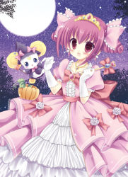 Rule 34 | 10s, 1girl, :d, bad id, bad pixiv id, blue eyes, blush, bow, candy (smile precure!), dress, earrings, full moon, gloves, heart, holding, hoshizora miyuki, jewelry, kouta., moon, necklace, open mouth, pink eyes, pink hair, precure, pumpkin, smile, smile precure!, solo, tiara, wand, white gloves